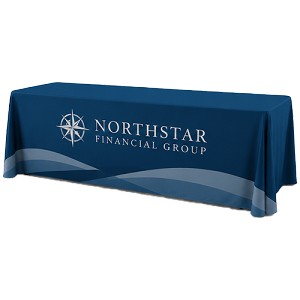 Custom 8ft 3 sided table throw printing in Detroit for trade shows or seminars 