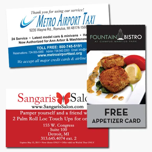 Business Card Printing in Detroit area Standard 14pt C2S or 12pt C1S 