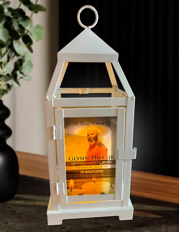 Custom Memorial Photo Lantern - Funeral Keepsake 